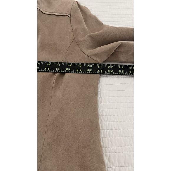Roz &Ali Women's Jacket Faux Suede Military Tan Beige Open Front Button Accent L - Picture 6 of 8